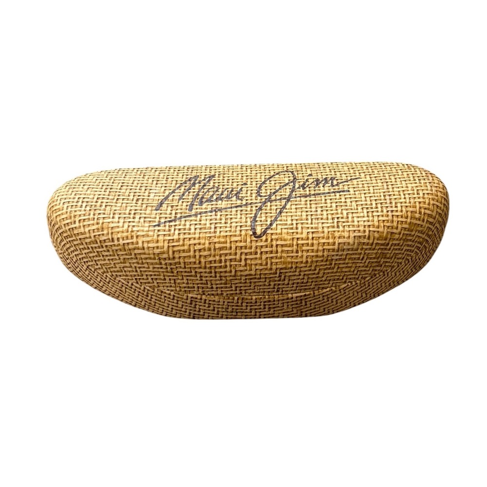 Maui Jim Sunglasses Case Tan Woven Wicker Seagrass Hard Shell Clamshell Brown